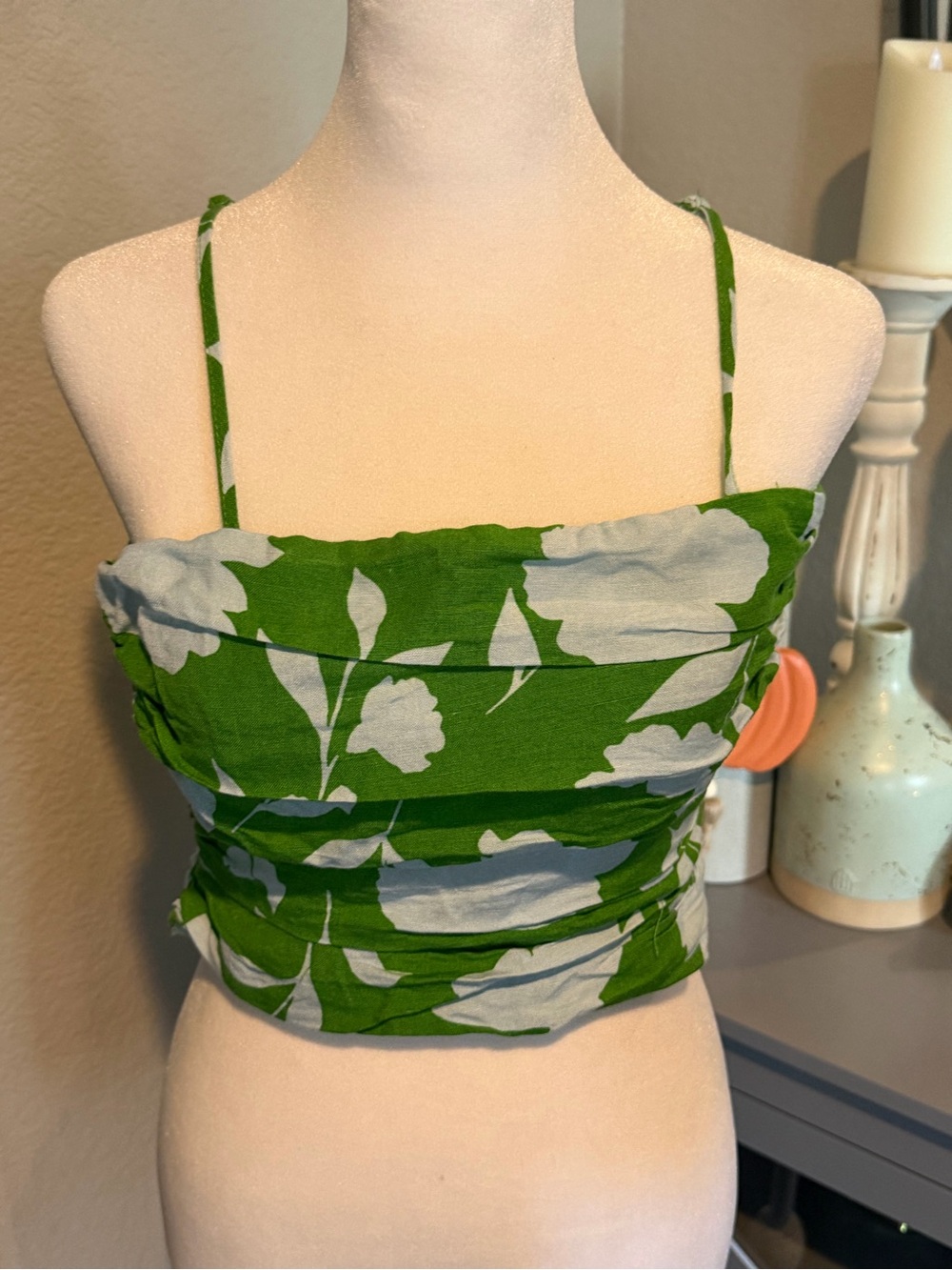 Kate Spade New York for Target Floral Linen Blend Spaghetti Strap Crop Top XS